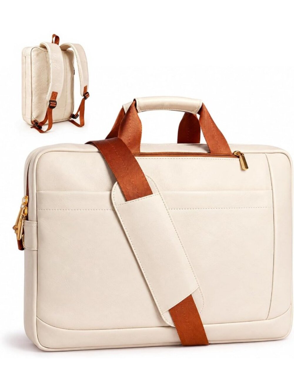 Stylish Faux Leather Messenger Bag for 17" Laptops - Padded Sleeve, Crossbody